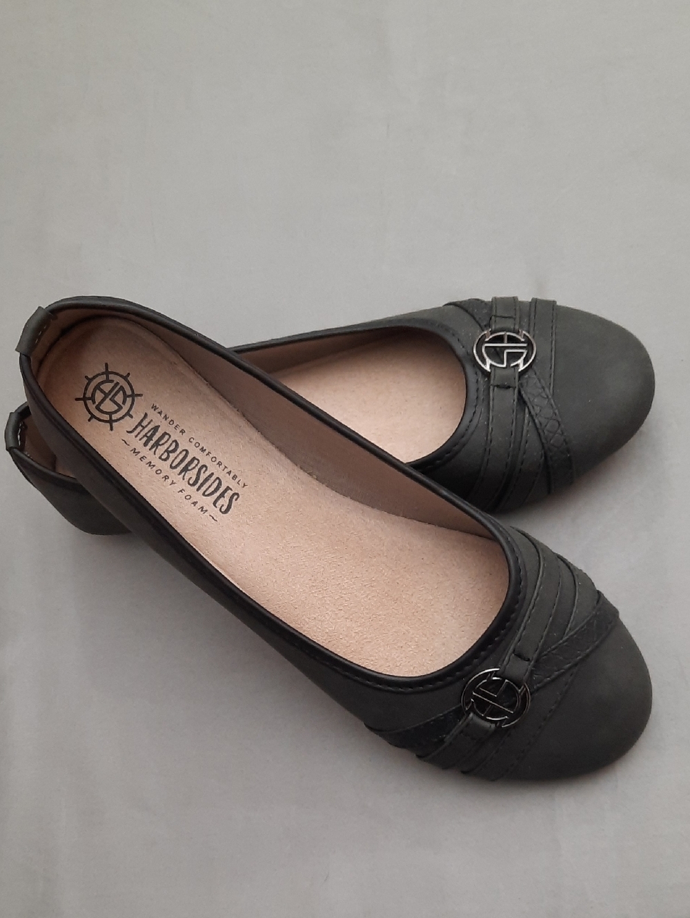 Harbersides Women's Black Memory Foam Ballet Flats - Size 7 1/2M